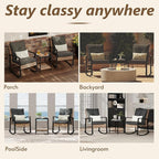 3 Piece Patio Rocking Chairs Set of 2, Outdoor Rocking Chair Bistro Set - Image 7