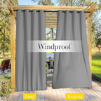 NICETOWN 2 Panels Outdoor Curtains Waterproof W52xL108 Silver Grey | Windproof - Image 5