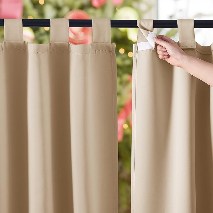 NICETOWN Outdoor Curtainss for Patio Waterproof 108 inch Extra Long, Self-Stick by NICETOWN