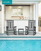 SERWALL HDPE Oversized Outdoor Rocking Chairs Set of 2, Patio Rocker, All - Image 2
