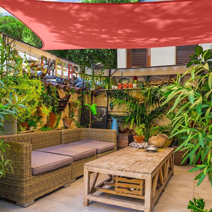 AsterOutdoor Sun Shade Sail Rectangle 6' x 10' UV Block Canopy - Image 9