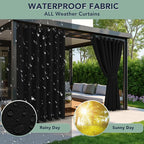 Black Outdoor Curtains for Patio Waterproof, 8 Drape Panels | Privacy & - Image 2