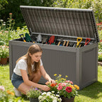 320 Gallon Outdoor Storage Box Resin Deck Box All Weather Waterproof Large - Image 7