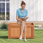 Tangkula 52 Gallon Wood Outdoor Storage Box, 3-in-1 Patio Storage Bench - Image 9