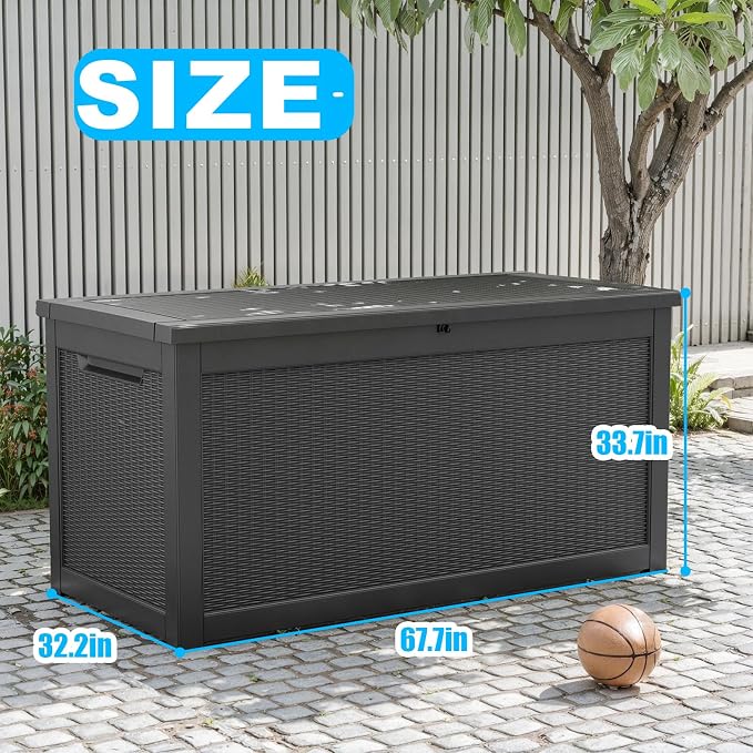320 Gallon Outdoor Deck Box, Resin Waterproof Storage Box - Image 4