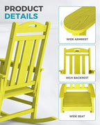 Oversized Outdoor Rocking Chair, 380lbs Heavy-Duty Large Patio Rocker, Weather - Image 4