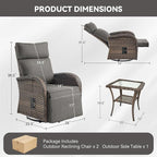 3 Pieces Zero Gravity Patio Swivel Recliner Chairs Set of 2 - Image 2