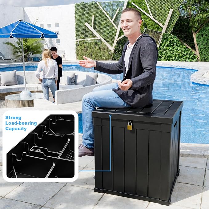 ROJIK 51 Gallon Resin Deck Box, Lockable Waterproof Weatherproof Outdoor - Image 6
