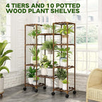 GENTINGBRO Plant Stand with Wheels Outdoor Indoor Hanging Plant Shelf - Image 7
