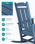 SERWALL HDPE Oversized Outdoor Rocking Chairs Set of 2, Patio Rocker, All - Image 3