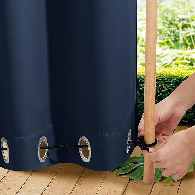 NICETOWN 2 Panels Outdoor Curtains Waterproof Extra Long W52xL108 Navy | by NICETOWN