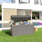 PatioZen 120 Gallon Resin Deck Box, Lockable Patio Outdoor Storage Box - Image 4