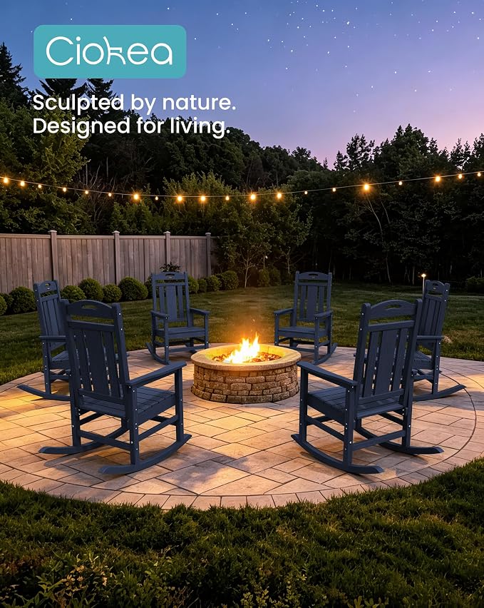 Oversized Outdoor Rocking Chairs Set of 8, 380lbs Heavy-Duty Large Patio Rocker - Image 3