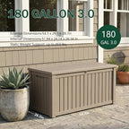 Outdoor Storage Box, 180 Gallon Waterproof Deck Box, Piston-Lift Tall Standing - Image 2