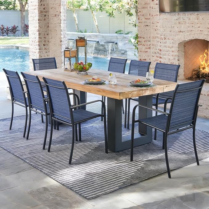 Stackable Patio Chairs Set of 2, Outdoor Dining Chairs - Image 4