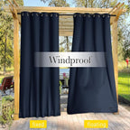 NICETOWN Weighted Curtains for Patio Waterproof W66xL84 Navy 2 Panels | Gazebo - Image 5