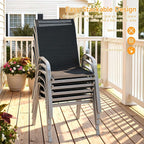 Patio Chairs Set of 2, Stackable Outdoor Dining Chairs | All Weather Dining Set - Image 9
