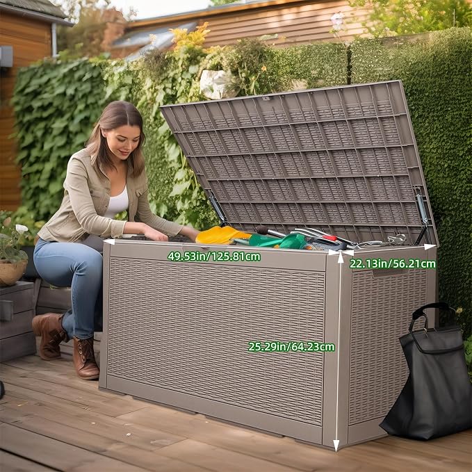 120 Gallon Outdoor Deck Box, Lockable Waterproof Outdoor Storage Boxes - Image 2