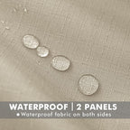 Linen Outdoor Curtains for Patio Waterproof 4 Pcs 54x120 In Cream | Light - Image 2