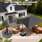 9' X 12' Cantilever Patio Umbrella Rectangle Outdoor Umbrella, 6-Level Tilt & - Image 3