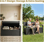 EFU Outdoor Bench Storage Deck Box, 100 Gallon Waterproof Wicker Patio - Image 2