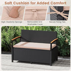 RELAX4LIFE Wicker Outdoor Storage Bench, Rattan Deck Box w/Protective Liner - Image 4