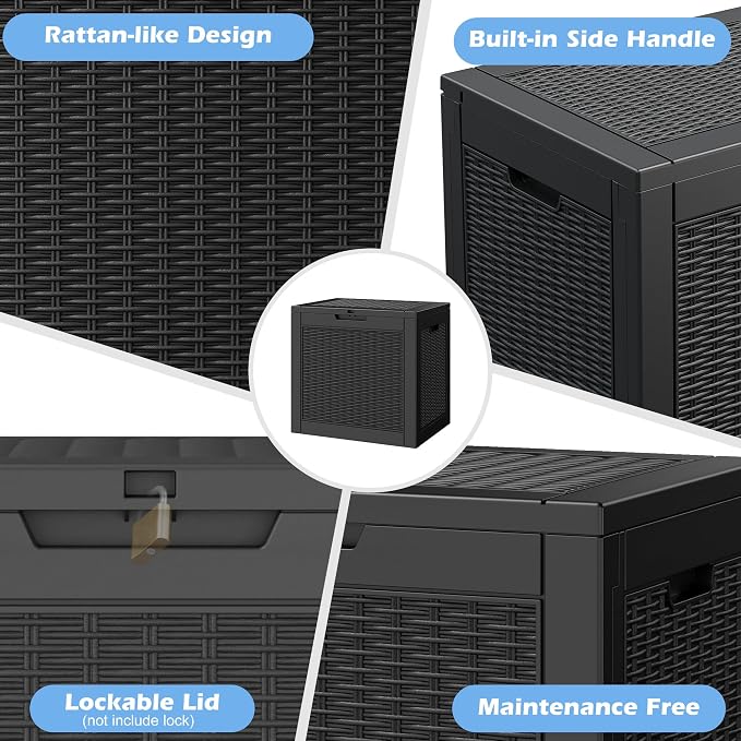 Outdoor Storage Box, 31 Gallon Resin Deck Boxes Outdoor Waterproof - Image 5