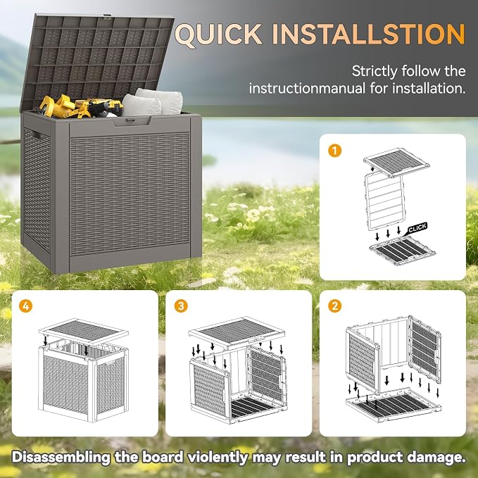 31 Gallon Outdoor Storage Box 2 Pack All-Weather Deck Box - Image 6