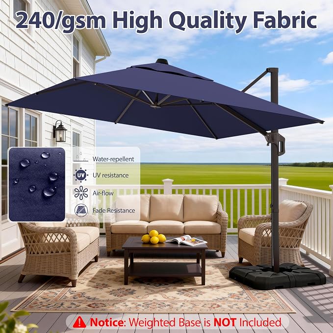 10' X 10' Patio Umbrella Cantilever Outdoor Rectangle Umbrella - Image 6
