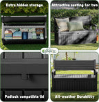 80 Gallon Outdoor Storage Bench, Waterproof Resin Deck Box - Image 5