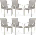 DIFY Patio Dining Chairs Set of 6, Stackable Outdoor Metal Chairs by DIFY
