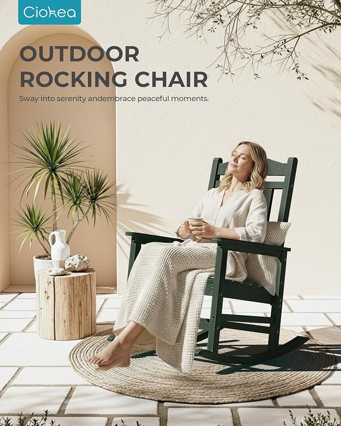 Oversized Outdoor Rocking Chairs Set of 2, 380lbs Heavy-Duty Large Patio Rocker - Image 7