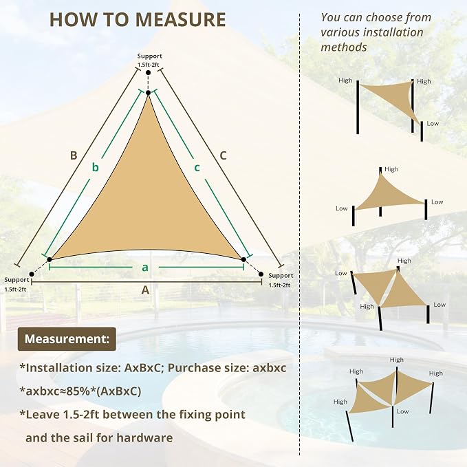 12' x 12' x 12' Triangle Sun Shade Sail - Image 4