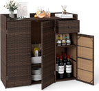 Tangkula Rattan Outdoor Storage Cabinet, Patiojoy Outdoor Cabinet by TANGKULA