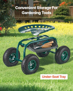 VEVOR Rolling Garden Cart with Swivel Seat, Heavy Duty Garden Seat with Storage - Image 4