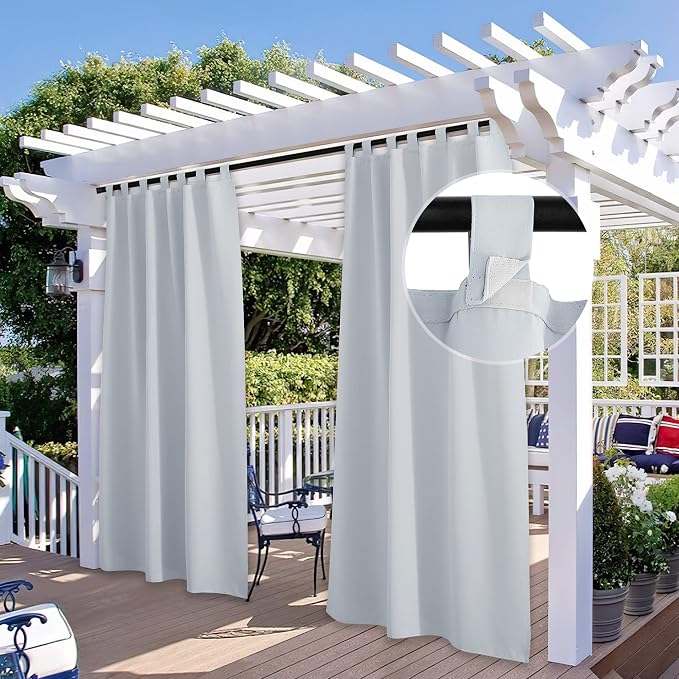 2 Panels Windproof Detachable Top Blackout Outdoor Curtains by StangH