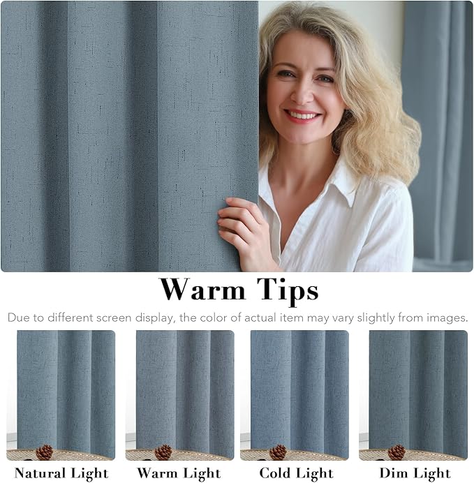 H.VERSAILTEX Linen Blackout Curtains 96 Inches Long 100% Blackout Thermal - Image 5