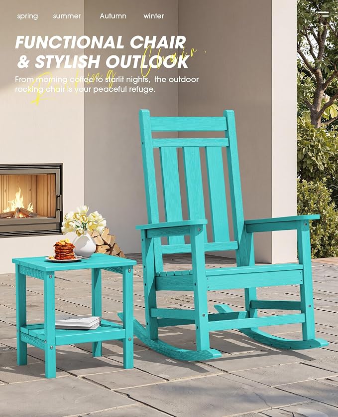 Oversized Outdoor Rocking Chair Set of 2, HDPE Patio Rockers, Aruba | | - Image 6