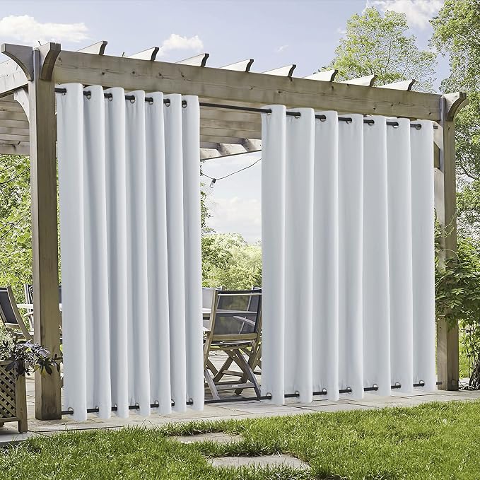 RYB HOME Extra Wide Outdoor Curtains 2 Panels or Patio Waterproof | Blackout by RYBHOME