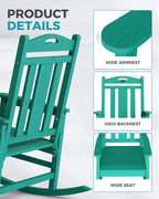 Oversized Outdoor Rocking Chair, 380lbs Heavy-Duty Large Patio Rocker, Weather - Image 6