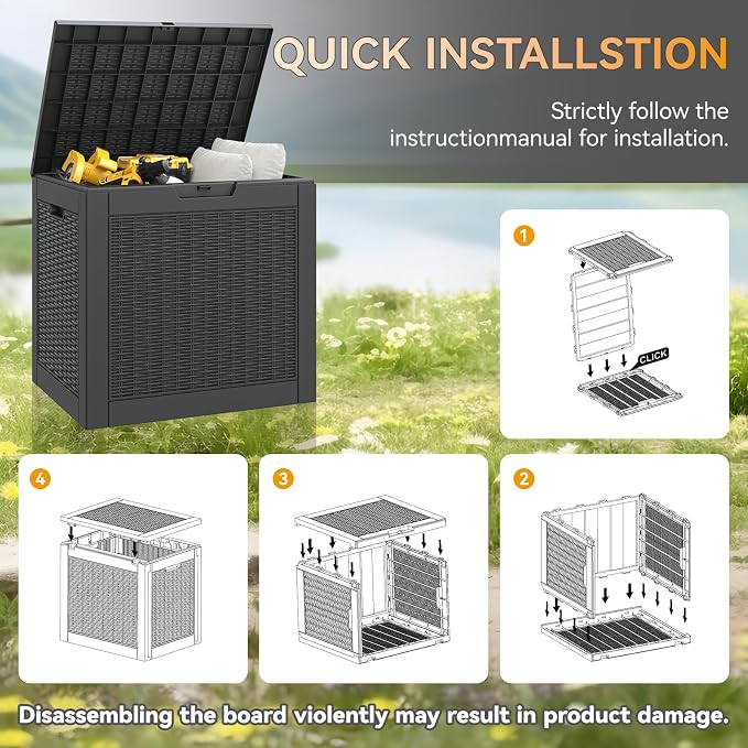 31 Gallon Outdoor Storage Box 2 Pack All-Weather Deck Box - Image 7