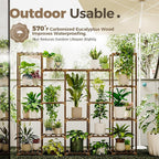 Bamworld Large Hanging Plant Stand Indoor Tall Plant Shelf Outdoor 14 Pots | - Image 3