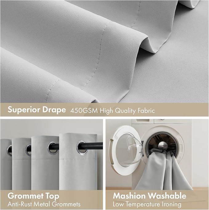 MIULEE Light Grey 40x84 Inch 100% Blackout Curtains - Image 7
