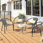 4 Pack Indoor-Outdoor Patio Stackable Rattan Chairs, Restaurant Bistro Wicker - Image 6