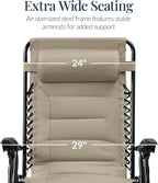 Best Choice Products Oversized Padded Zero Gravity Chair, Folding Outdoor Patio - Image 3