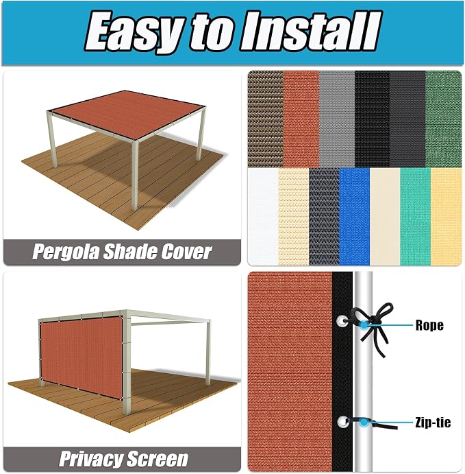 Amagenix 90% Pergola Shade Cover 14' X 15' Sun Shade Cloth - Image 4