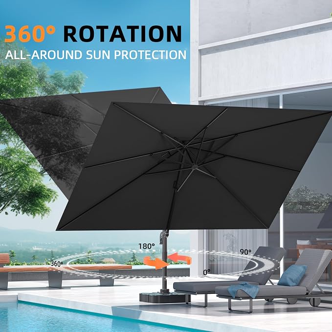 10' X 13' Outdoor Patio Umbrella Large Rectangle Cantilever Umbrella - Image 3