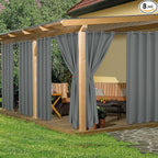 HolidayIdeas Outdoor Curtains for Patio Waterproof 8 Pcs 54x84 Inch Grey | by HolidayIdeas