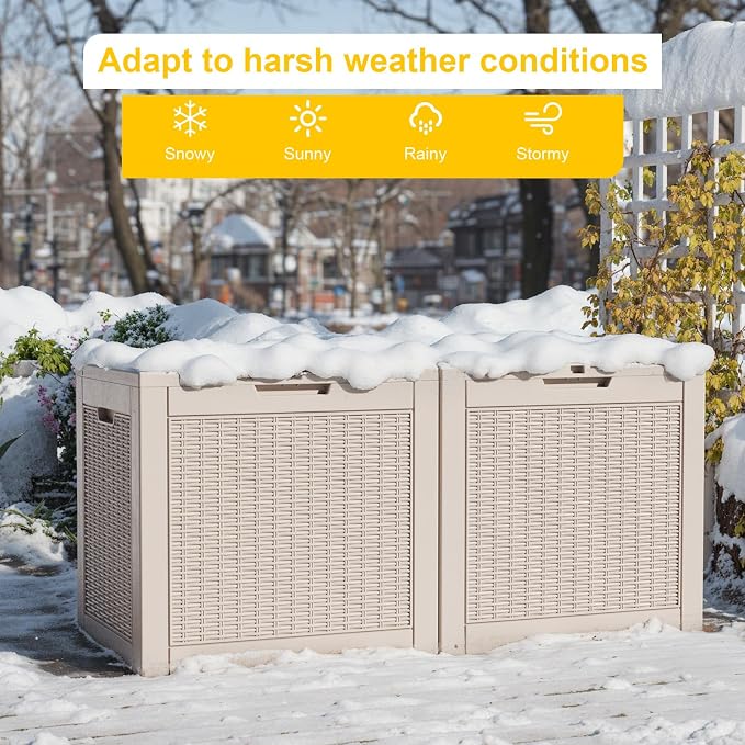 31 Gallon Waterproof Outdoor Storage Box, Resin Deck Box, Lockable Outside - Image 5