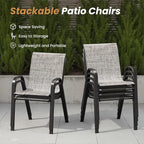 Patio Chairs Set of 6, Stackable Outdoor Dining Chairs - Image 4